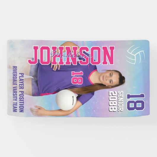Volleyball Player Portrait Photo Senior Night Banner (Horizontal)