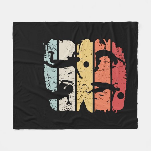 Volleyball Player Retro Fleecedecke (Vorderseite (Horizontal))