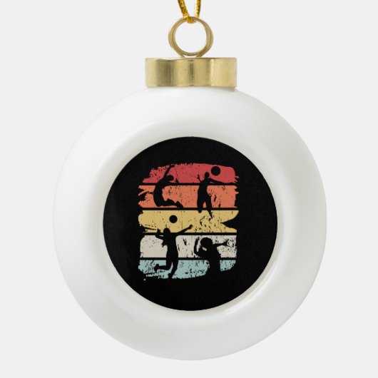 Volleyball Player Retro Keramik Kugel-Ornament (Vorderseite)