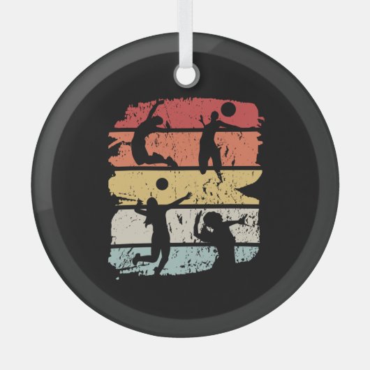 Volleyball Player Retro Ornament Aus Glas (Vorderseite)