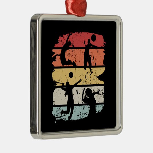 Volleyball Player Retro Ornament Aus Metall (Rechts)
