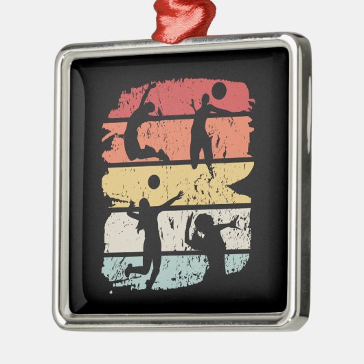 Volleyball Player Retro Ornament Aus Metall (Links)