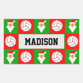 Volleyball Player Santa Clause Weihnachts-Wrapping Rechteckiger Aufkleber