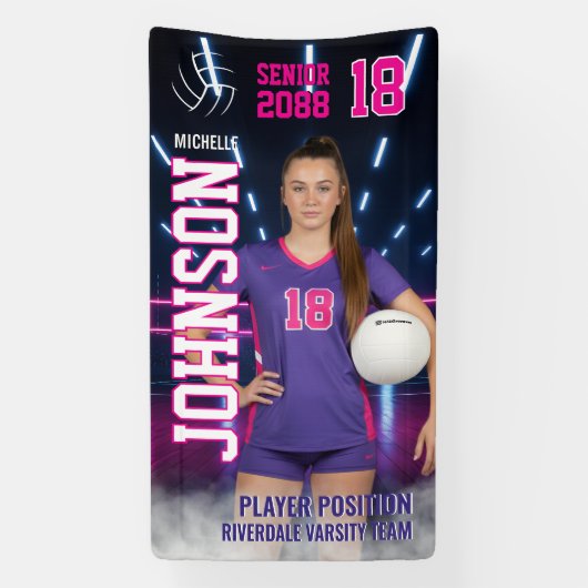 Volleyball Player Senior Night Customized Photo Banner (Vertikal)