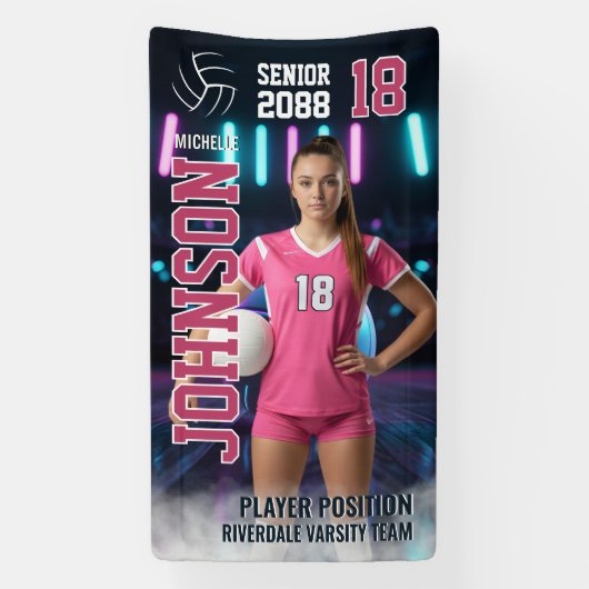 Volleyball Player Senior Night Photo Futuristic Banner (Vertikal)