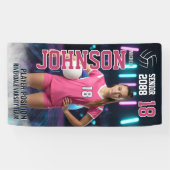 Volleyball Player Senior Night Photo Futuristic Banner (Horizontal)