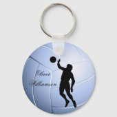 Volleyball Player Silhouette and Ball personalize Schlüsselanhänger (Rückseite)