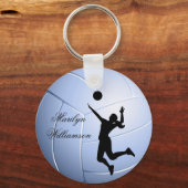 Volleyball Player Silhouette and Ball personalize Schlüsselanhänger (Vorderseite)