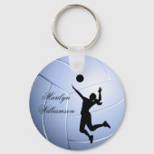 Volleyball Player Silhouette and Ball personalize Schlüsselanhänger (Rückseite)