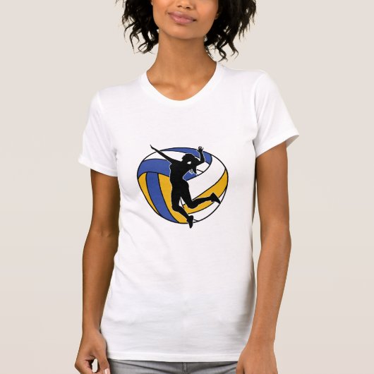 Volleyball Player Spike Silhouette Athletic Sports T-Shirt (Vorderseite)