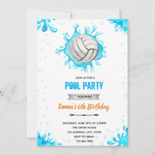 Volleyball-Pool-Geburtstags-Thema Einladung