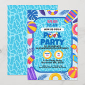 Volleyball-Poolparty Geburtstag Einladung (Vorne/Hinten)