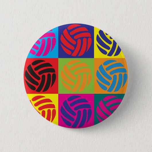 Volleyball-Pop-Kunst Button (Vorderseite)
