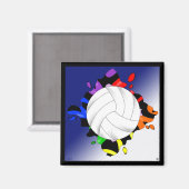 Volleyball Rainbow Splash Magnet (Vorderseite/Rückseite)