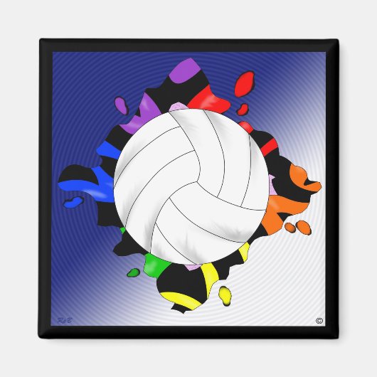 Volleyball Rainbow Splash Magnet (Vorne)