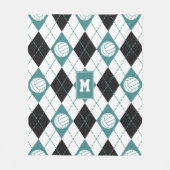 Volleyball-Raute aquamarine schwarze Mannschaftsfa Fleecedecke (Vorderseite)