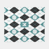 Volleyball-Raute aquamarine schwarze Mannschaftsfa Fleecedecke (Vorderseite (Horizontal))