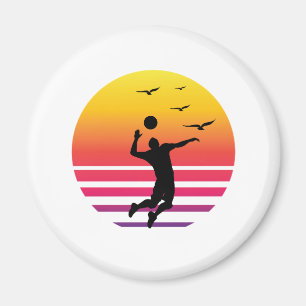 Volleyball Retro-Sonnenuntergang, #Volleyball Magnet
