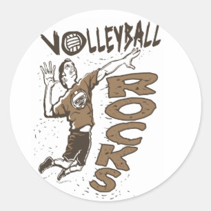 Volleyball Rocks Brown Runder Aufkleber