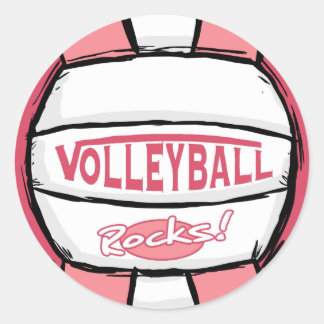 Volleyball Rocks Pink Runder Aufkleber