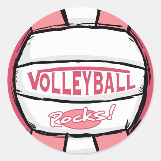 Volleyball Rocks Pink Runder Aufkleber (Vorderseite)