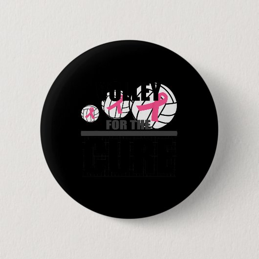 Volleyball Rosa Brustkrebs Schleife Volleyball Button (Vorderseite)