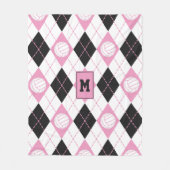 Volleyball rosa-graue Raute Fleecedecke (Vorderseite)