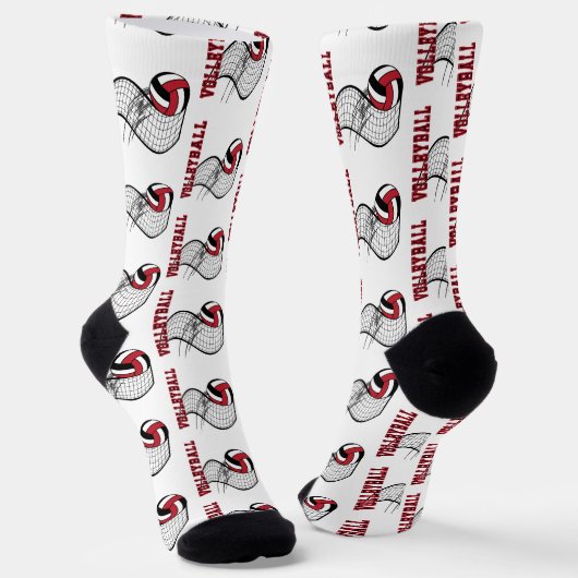 Volleyball - Rot, Schwarz, Weiß Socken (Gewinkelt)