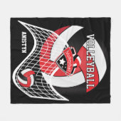 Volleyball 🏐 - Rot, Weiß und Schwarz Fleecedecke (Vorderseite (Horizontal))