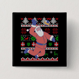 Volleyball Santa Claus Ugly Weihnachten Button
