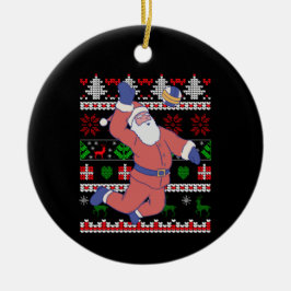 Volleyball Santa Claus Ugly Weihnachten Keramik Ornament