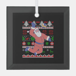 Volleyball Santa Claus Ugly Weihnachten Ornament Aus Glas