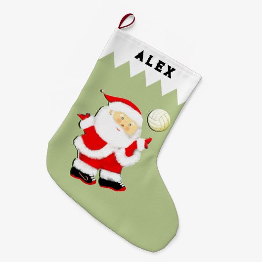 Volleyball Santa Großer Weihnachtsstrumpf (Vorderansicht (hängend))