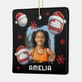 Volleyball Santa Hat Name Photo Christmas Keramikornament (Links)