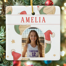 Volleyball Santa Hat Name Photo Christmas