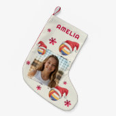 Volleyball Santa Hat Name Photo Christmas Kleiner Weihnachtsstrumpf (Vorderansicht (hängend))