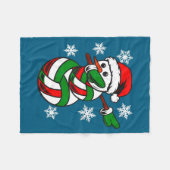 Volleyball Santa Hat Snowman Xmas Funny Volleyball Fleecedecke (Vorderseite (Horizontal))