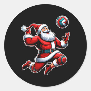 Volleyball Santa Xmas Trem Funny Christmas Player Runder Aufkleber