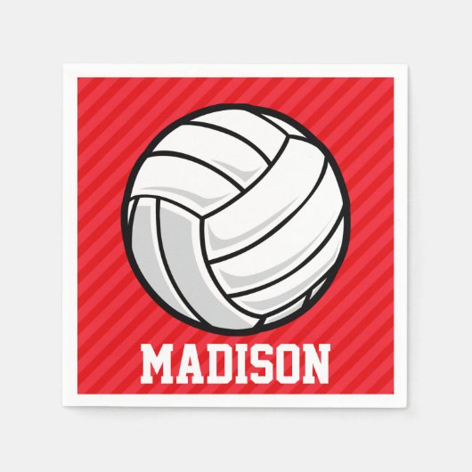 Volleyball; Scarlet Rote Streifen Serviette (Vorderseite)