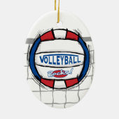 Volleyball schaukelt Blau und Silber Keramik Ornament (Hinten)