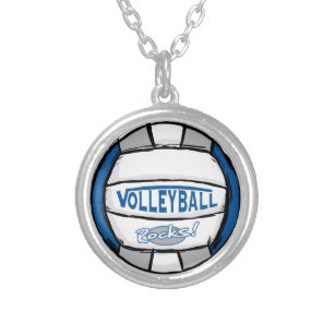 Volleyball schaukelt Blau und Silber Versilberte Kette