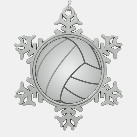 Volleyball Schneeflocken Zinn-Ornament (Vorderseite)