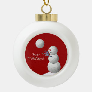 Volleyball-Schneemann Keramik Kugel-Ornament