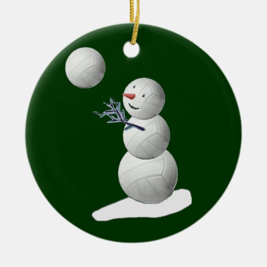 Volleyball-Schneemann Keramik Ornament (Vorne)