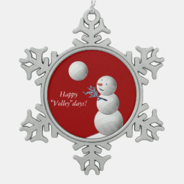 Volleyball-Schneemann Schneeflocken Zinn-Ornament
