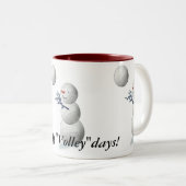 Volleyball-Schneemann-Weihnachten Zweifarbige Tasse (VorderseiteRechts)