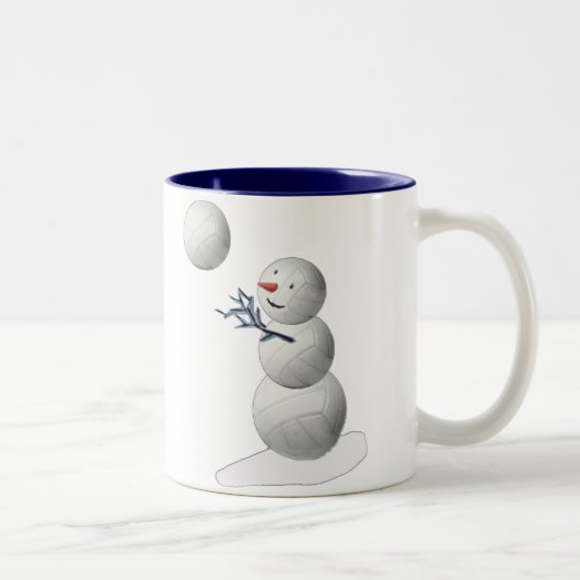 Volleyball-Schneemann Zweifarbige Tasse (Rechts)