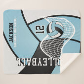 Volleyball 🏐 Schwarz, Baby Blau und Weiß Sherpadecke (Vorderseite (Horizontal))