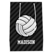 Volleyball; Schwarz & Dunkelgrau Streifen Mittlere Geschenktüte (Rückseite)