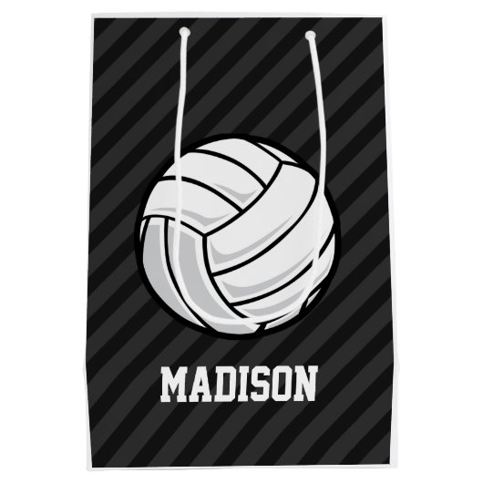 Volleyball; Schwarz & Dunkelgrau Streifen Mittlere Geschenktüte (Rückseite)